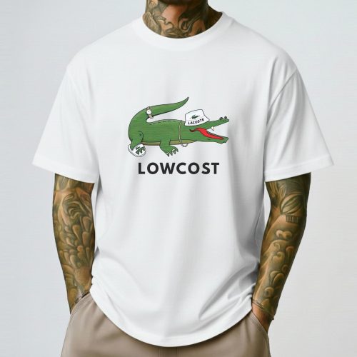Lowcost Lacoste Parody Shirt, Funny Brand Parody Tee, Crocodile Logo Humor, Budget Fashion Gift, Unisex